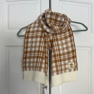 NWT Timberland Plaid Knit Scarf Cream & Brown